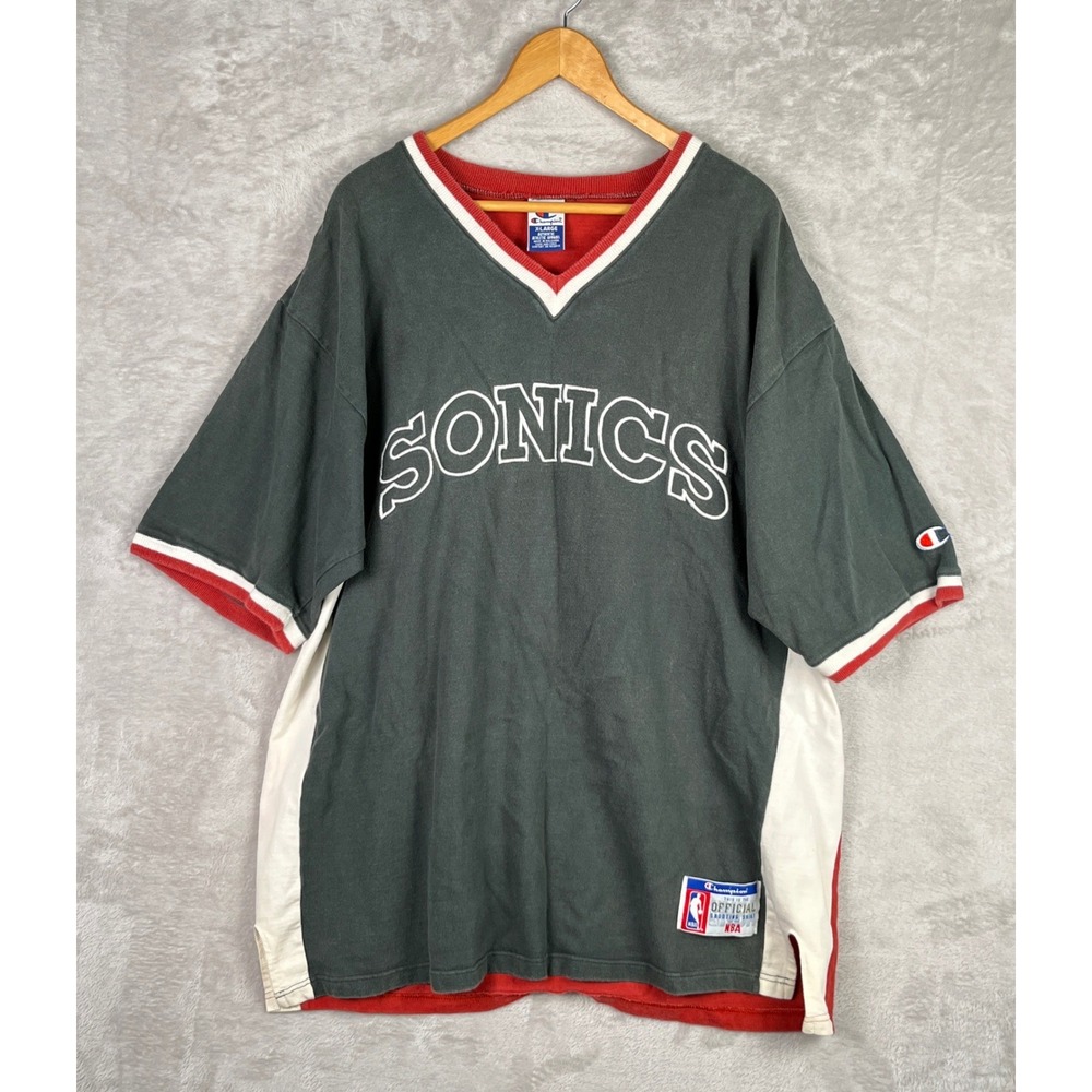 Vintage Champion Seattle SuperSonics NBA Shooting Shirt 90s Mens XL Warm Up